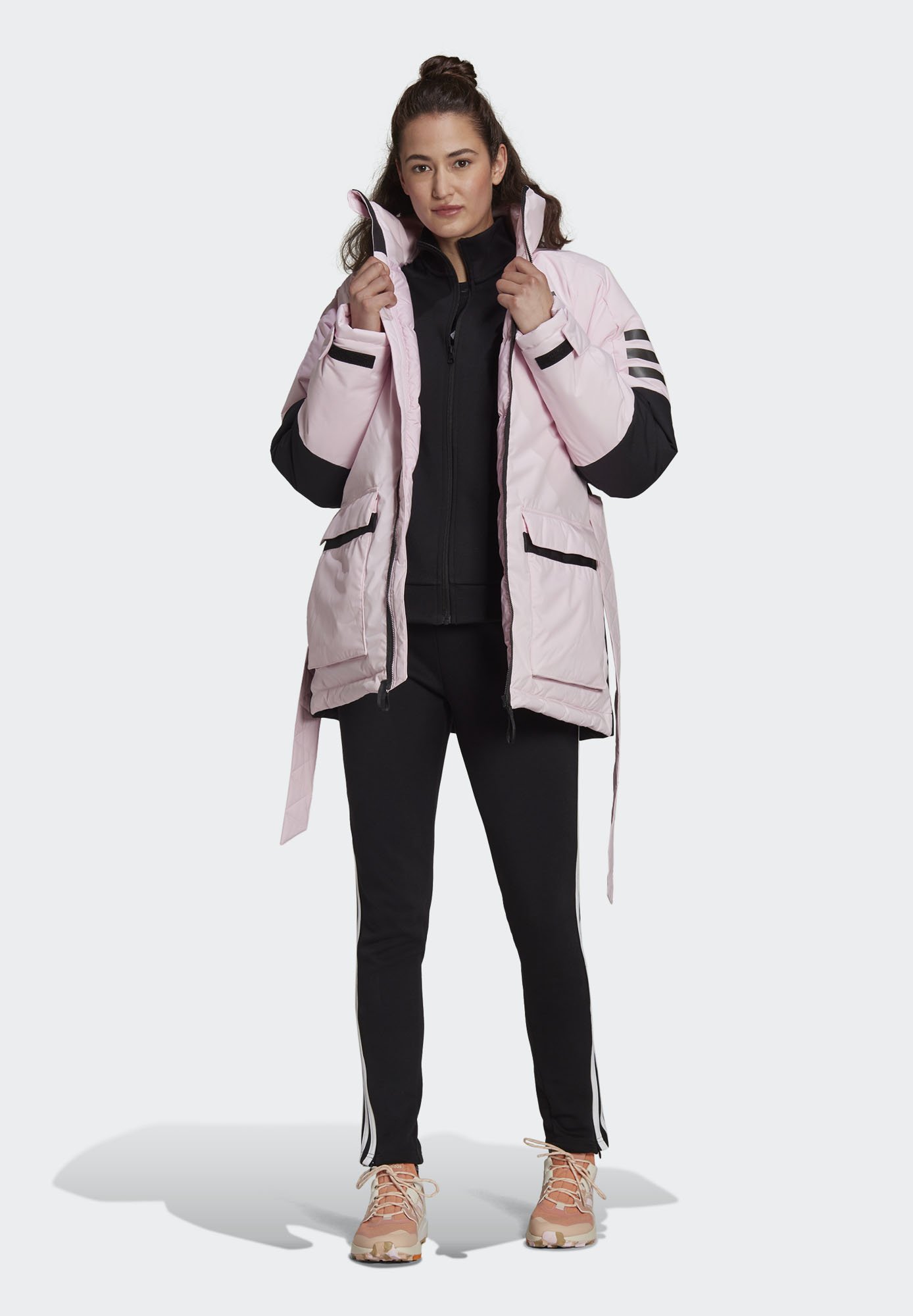 adidas Performance UTILITAS DOWN - Gewatteerde jas - clear pink/donkerroze  - Zalando.be