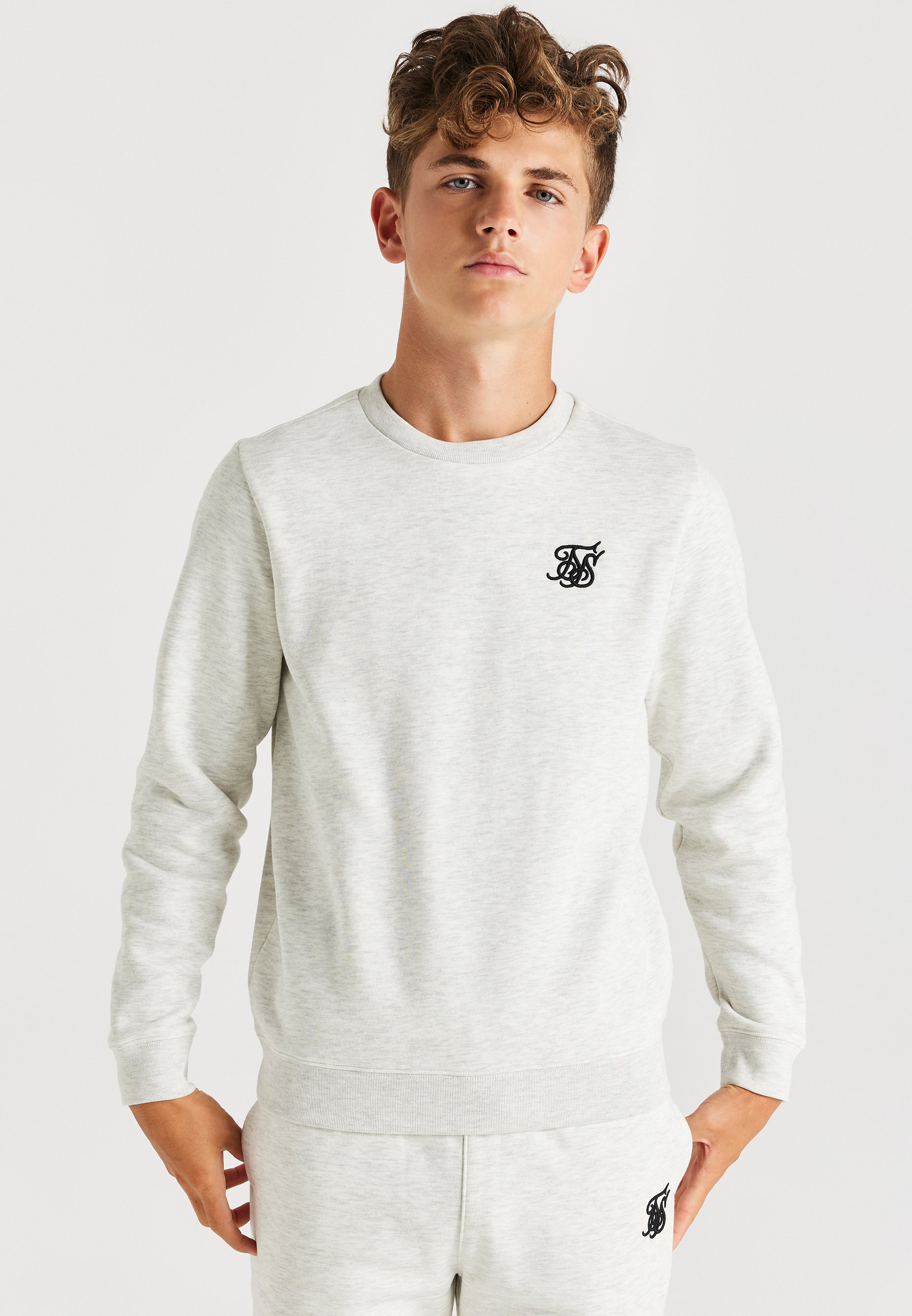 Pull à Capuche (Sweatshirt) SikSilk Pour Garçon - Taille 11-12 Ans - Gris Foncé Marl - Neuf Avec étiquettes