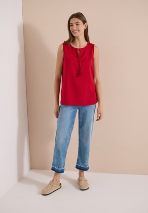 Cecil, BLOUSE TOP WITH SPLIT NECK AND TIES - Débardeur - tamarillo red