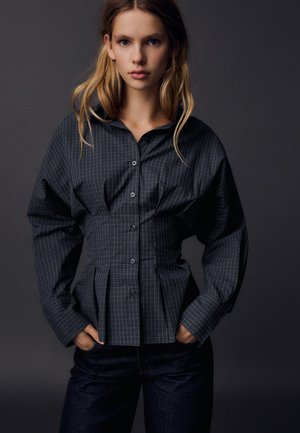 Bershka, LONG SLEEVE CHECKED CORSET SHIRT - Chemisier - mottled royal blue