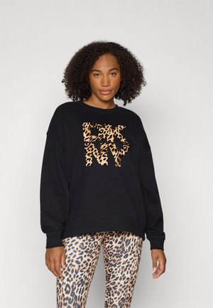 DKNY NEW YORK STACKED ANIMAL PRINT LOGO CREW NECK PULLOVER - Sweatshirt - black/whiskey