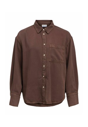 Object, DENIM SHIRT POCKET DETAIL - Blúzka so zapínaním na gombíky - seal brown
