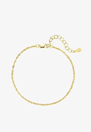 Bracelet en or avec un design torsadé, doté d'une fermeture à mousqueton et d'une chaîne ajustable pour personnaliser la taille.