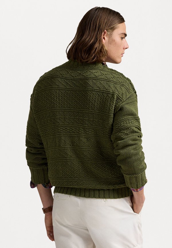 TEXTURED LINEN-COTTON SWEATER - Jumper - olive combo2