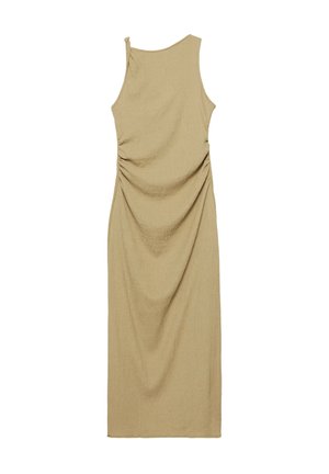 PULL&BEAR, WITH KNOT AND GATHERING - MIDI DRESS - Vestito casual - khaki