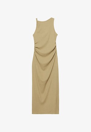 PULL&BEAR, WITH KNOT AND GATHERING - MIDI DRESS - Vestito casual - khaki