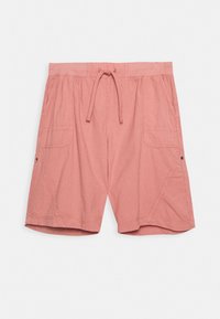Shorts roses pour hommes, coupe décontractée, taille à cordon et poches latérales, conçus pour un usage décontracté.