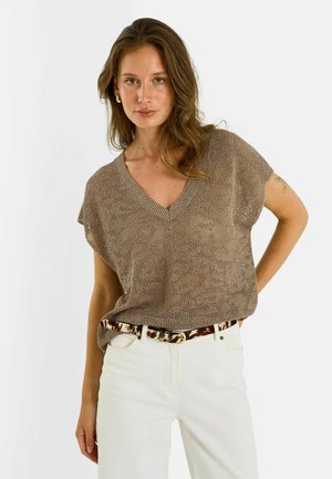 Grain de Malice, PULL MANCHES COURTES BRILLANT - Camiseta estampada - moka