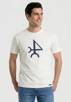 VALECUATRO, CAMISETA LOGO GRANDE - Camiseta estampada - blanco roto