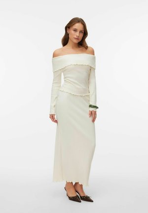 MOLLIE - Tops ar garām piedurknēm - snow white