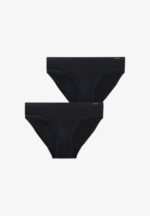 Deux culottes noires pour femmes avec une ceinture lisse et un logo discret "Dailyz" en haut à droite devant, présentées sur un fond blanc uni.