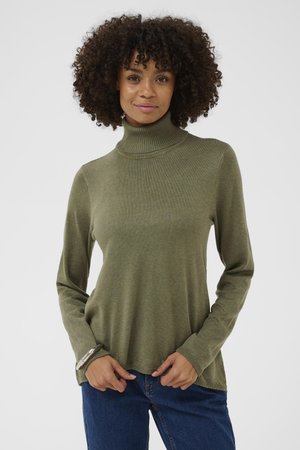 LOOSE ROLL-NECK - Striktrøje - burnt olive melange