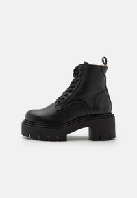 LEATHER  - Snörstövletter - black