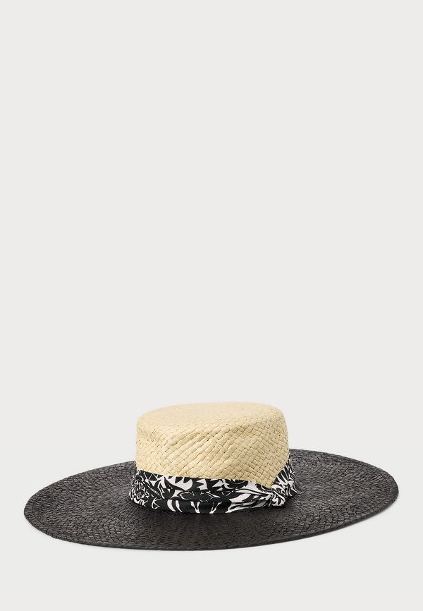 TWO TONE RIBBON TRIM STRAW SUN HAT - Hat2