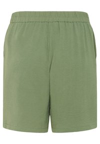 Gröna, lätta shorts med elastisk midja, med en krinklad textur och sidofickor. Enkelt mönster med lös passform.