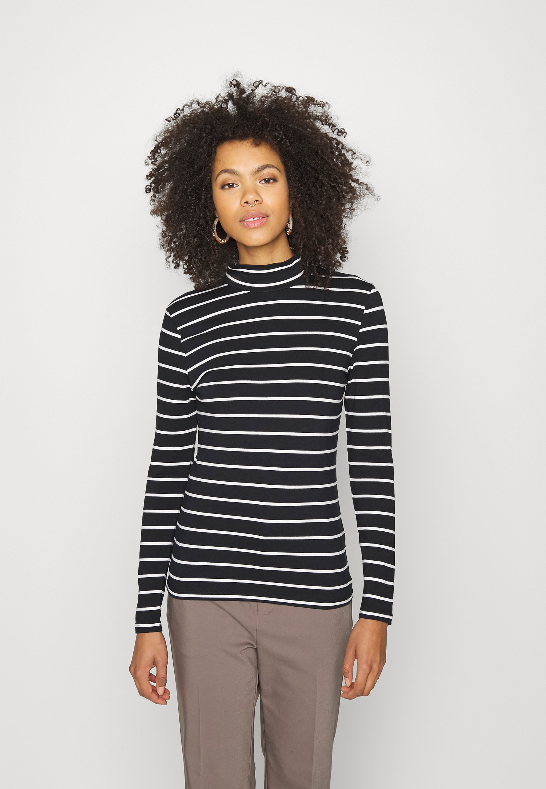 Tee-shirt évasé col V avec cordon manches longues femme - écru blanc en coton 3S. x Le Vestiaire | 3 SUISSES