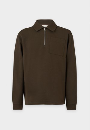 Selected, SLMSCOTT LS HALF ZIP SWEAT - Polo - turkish coffee
