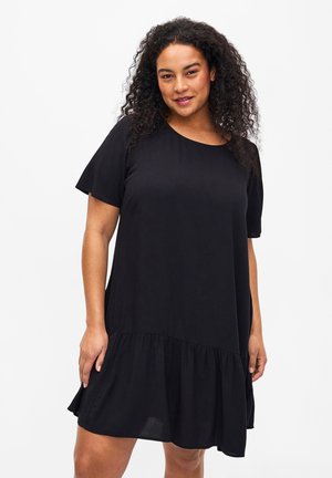 Zizzi FLASH – AUS MIT SCHNITTLINIE - Day dress - black