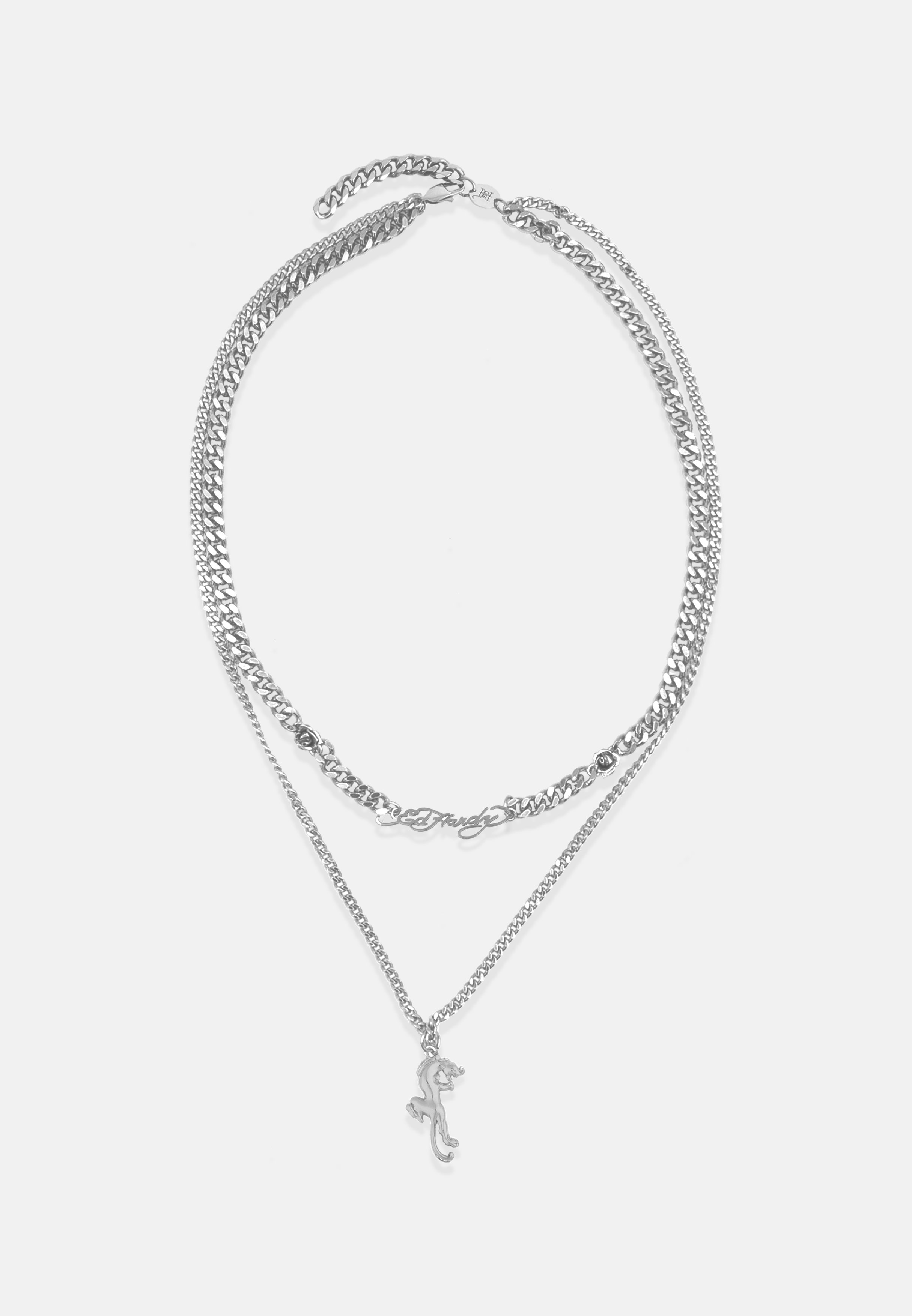 Ed Hardy DOUBLE ROW PANTHER AND ROSE UNISEX - Necklace - silver