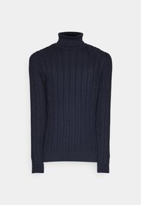 Selected Homme SLHBRAI CABLE ROLL NECK  - Strickpullover - sky captain