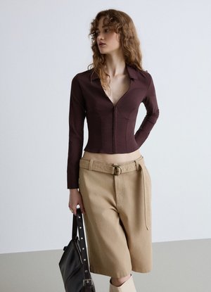 Calliope, CAMICIA TINTA UNITA - Blouse - cioccolato scuro