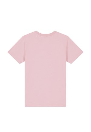 T-shirt en coton rose clair à manches courtes, vue de dos, avec encolure ronde et design simple et uni.