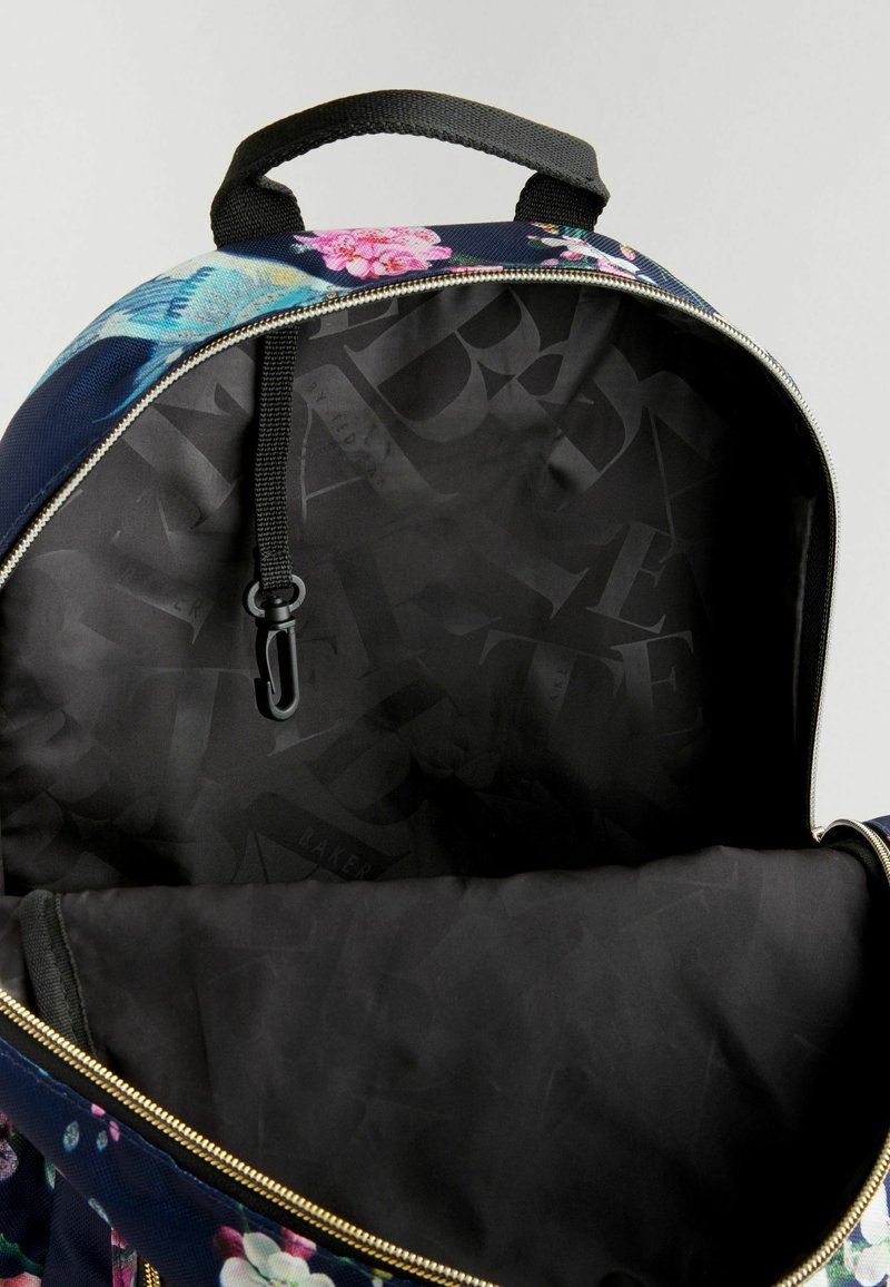TED BAKER London Floral Nylon Backpack Midnight Navy Dark Blue Rose Gold Tone Ted Baker, Kayleey Gardenia Floral Nylon Backpack, Midnight  main image 4