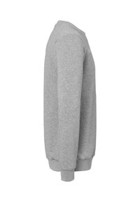 Grijze sweatshirt, gemaakt van een zachte katoenmix stof. Heeft lange mouwen, een ronde halslijn en ribboorden. Geen zichtbare patronen of accenten.