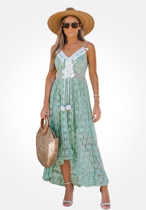 Vestido largo - green white floral