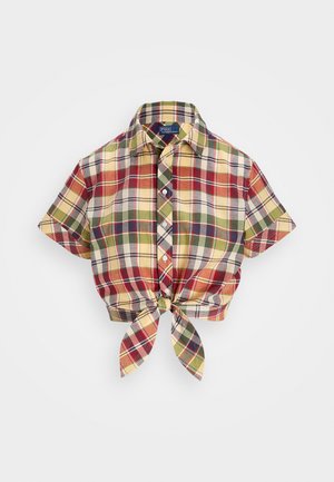 Polo Ralph Lauren CROPPED PLAID COTTON TIE FRONT TOP - Skjortebluser - red/yellow/green