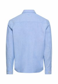 Light blue long-sleeve button-up shirt shown from the back with a pointed collar and two-button cuffs.