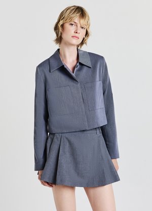 Calliope CROP CON APPLICATE - Giacca leggera - grigio fumo melange