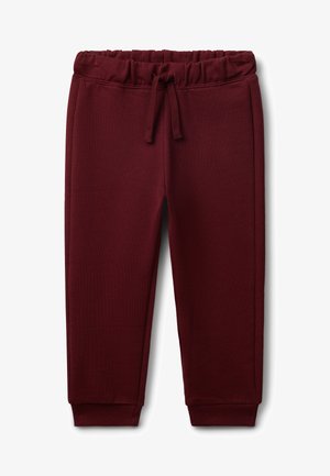 Bordeauxfarbene Jogginghose aus weichem Stoff, mit einem elastischen Bund und Kordelzug sowie schmalen Bündchen an den Knöcheln.