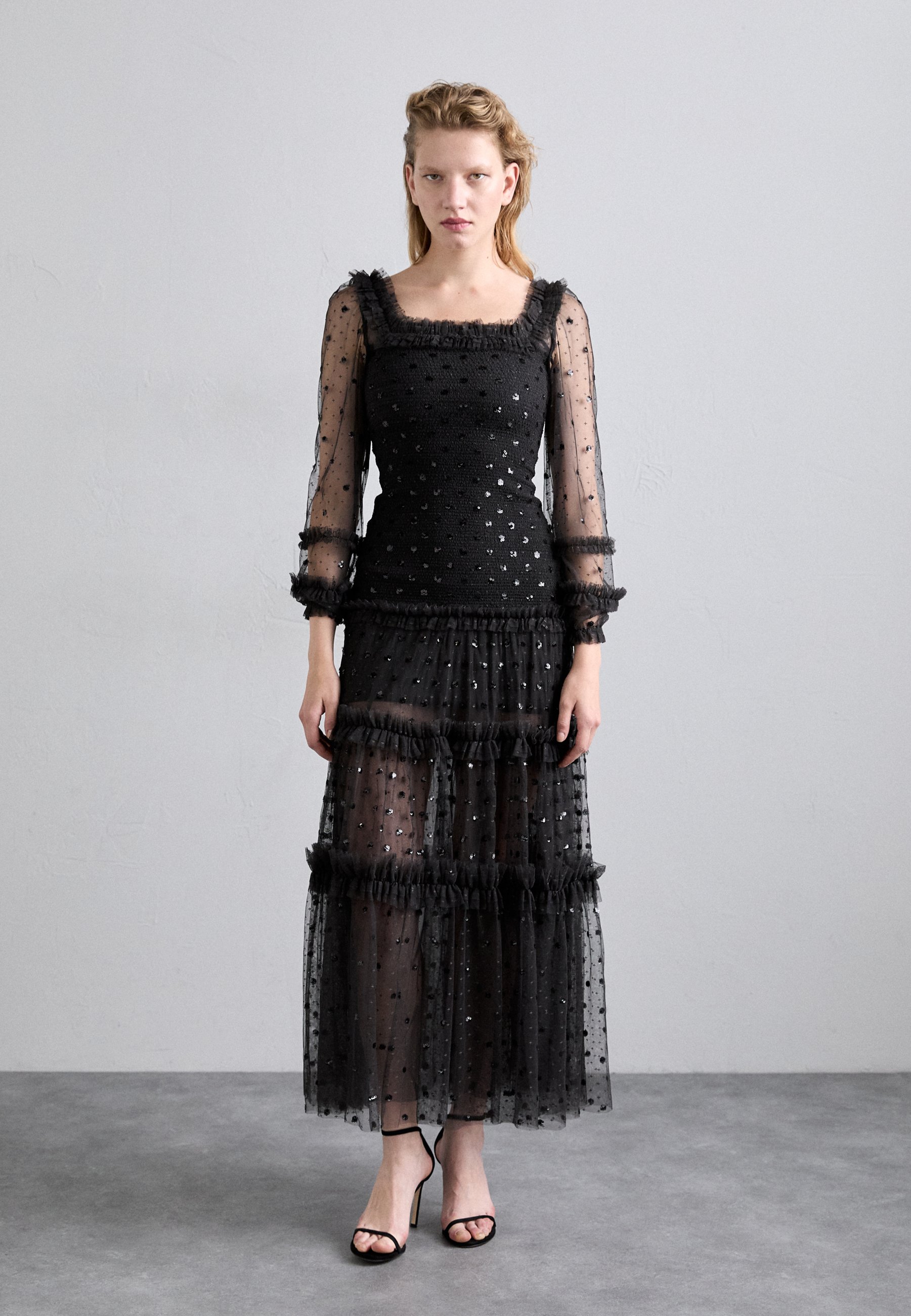 ankle length evening dresses with sleeves MGNY Madeline Gardner New York 2070025 Long Metallic Formal Dress – The  Dress Outlet main image 1