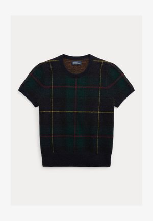 Polo Ralph Lauren PLAID ALPACA-BLEND SHORT-SLEEVE SWEATER - Print T-shirt - green/dark blue