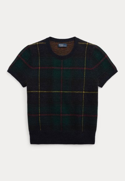 Polo Ralph Lauren PLAID ALPACA-BLEND SHORT-SLEEVE SWEATER - Tričko s potlačou - green/dark blue