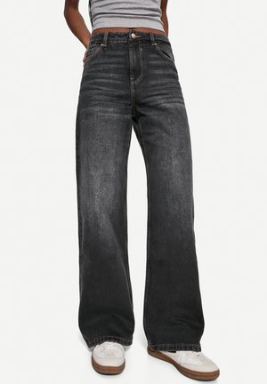 Bershka Široké džíny - black