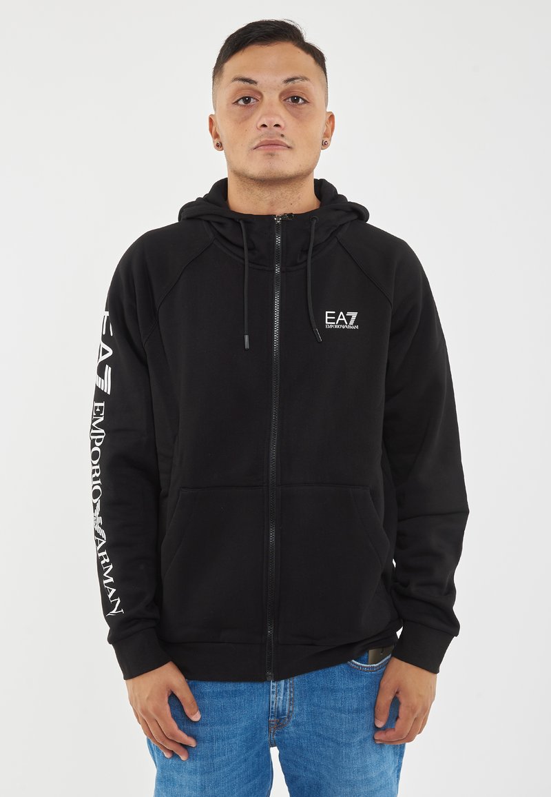 EA7 Emporio Armani LOGO - Felpa con zip - nero bianco