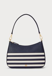 STRIPED LEATHER MEDIUM DANNI BAG - Handtas - refined navy/soft white