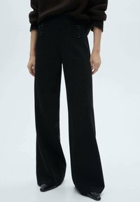 Mango WIDE WITH BUTTONS - Pantaloni - black