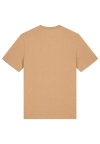 Korte mouwen T-shirt in lichtbeige, gemaakt van zachte katoen. Eenvoudig crew neck ontwerp met rechte zoom en zonder zichtbare merknaam of patronen.