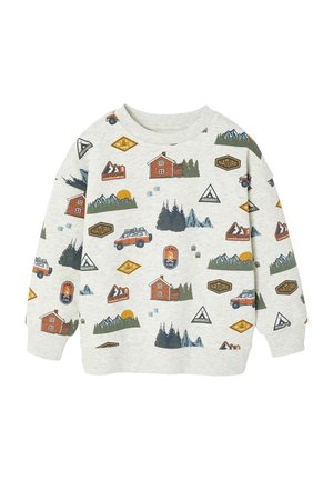 MIT ALLOVER-PRINT MIT RECYCLING-JUNGEN - Sweatshirt - beige meliert