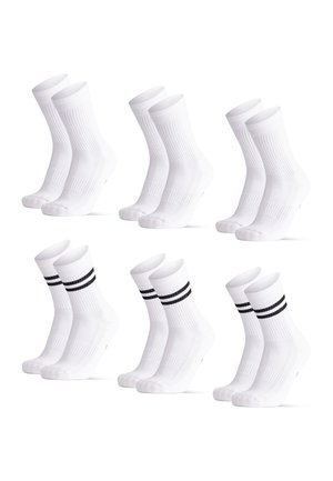 6 PACK - Sports socks - black stripes/white