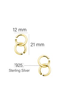 Örhängen i sterlingsilver med en glänsande, guldliknande finish. Varje örhänge har sammanlänkade ringar som mäter 12 mm och 21 mm.
