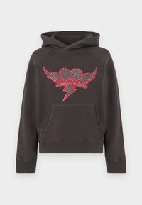 GEORGY HEART WINGS STRASS - Sweat à capuche - carbone