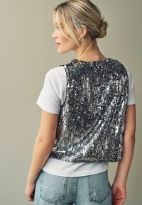 Next REGULAR FIT TIE FRONT SEQUIN  - Chaleco - silver