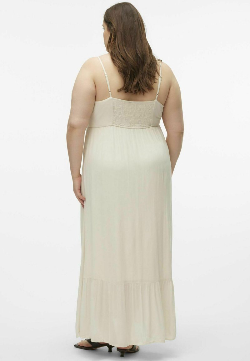 beaded net dress Plus Size Beige Wrap V Neck Short Sleeve Long Dress (EXTRA BIG SIZE) –  Pluspreorder main image 1