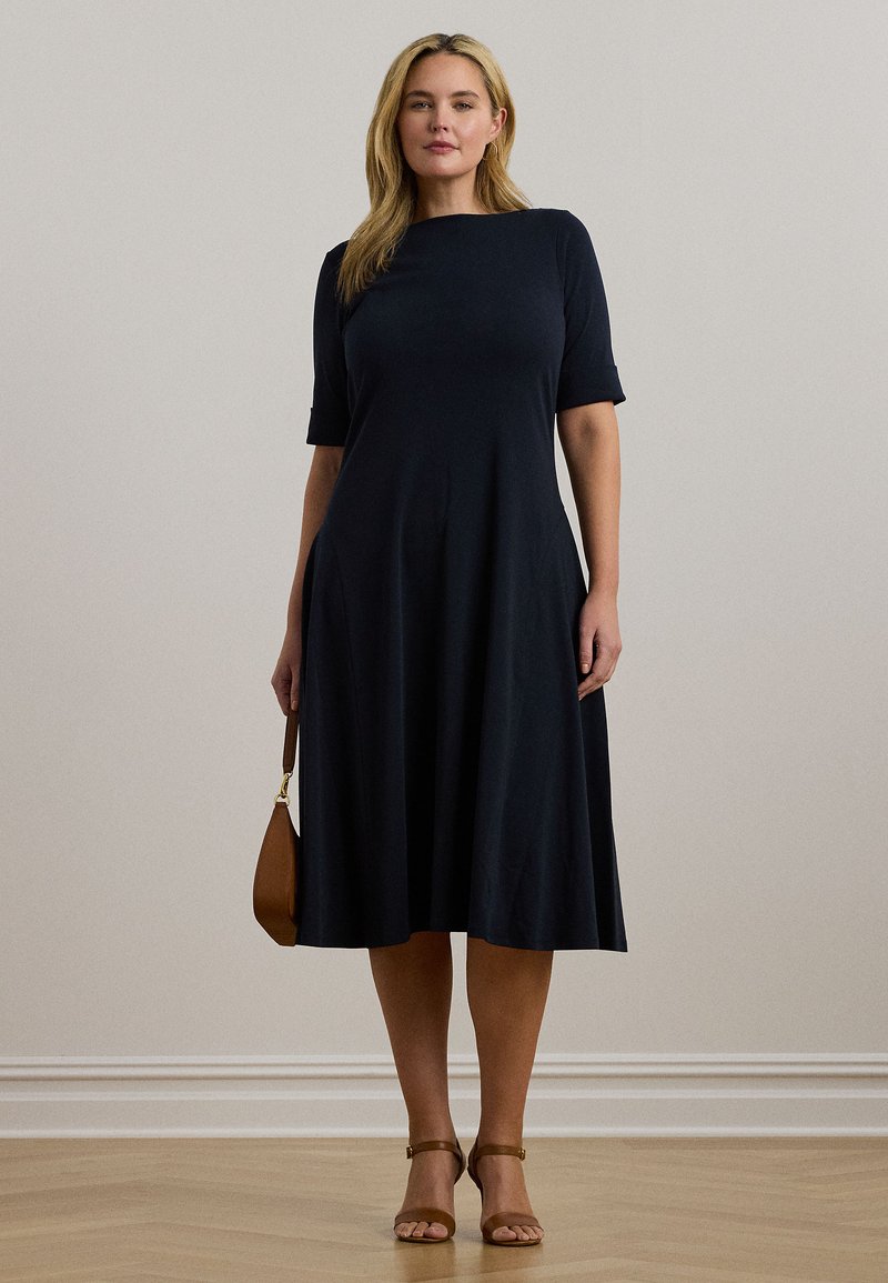 brown kids dresser Felice Navy Ponte Jersey Midi Dress main image 0