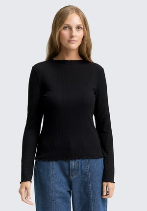 WITH FRILL EDGE - Longsleeve - deep black