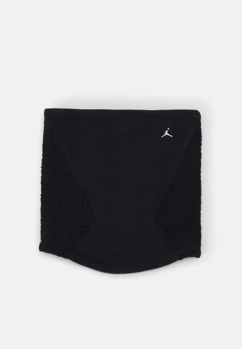 Svart nakkeslipp med en glatt stoffsentral og teksturerte fleece-sider. Har en hvit Jumpman-logo foran.